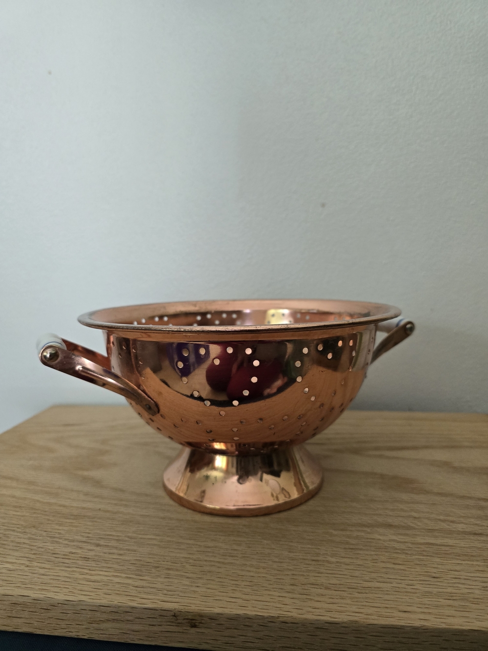 Copper Tone Metal Colander with Handles